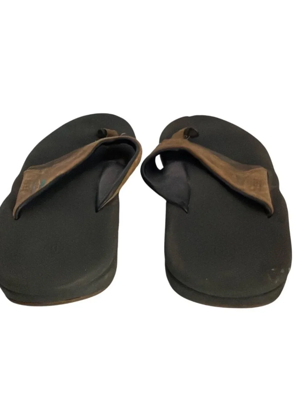 Reef Mens Brown & Black Leather Flip Flops Size 8 Comfortable Casual‎ Sandals